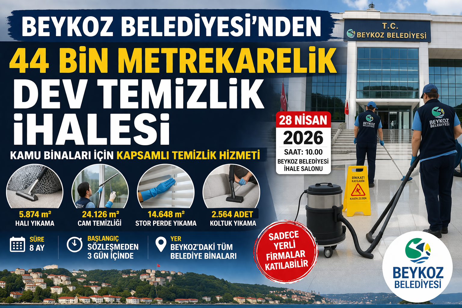 Beykoz Belediyesi’nden 44 Bin Metrekarelik Dev Temizlik İhalesi