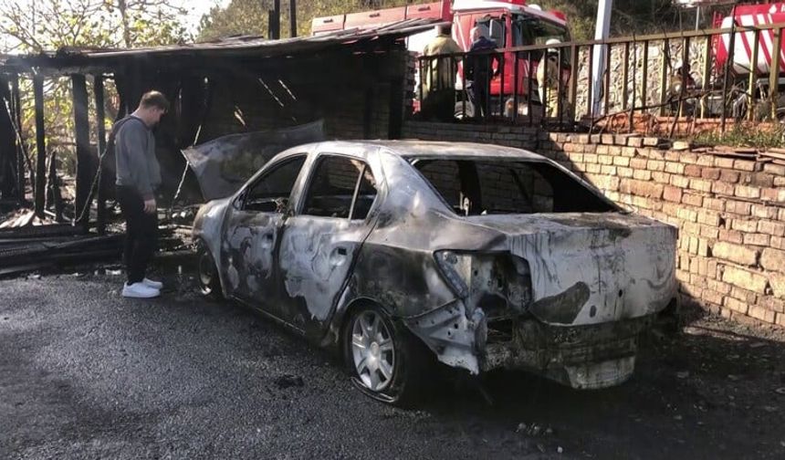 Beykoz’da Garaj Yangını: Otomobil Küle Döndü