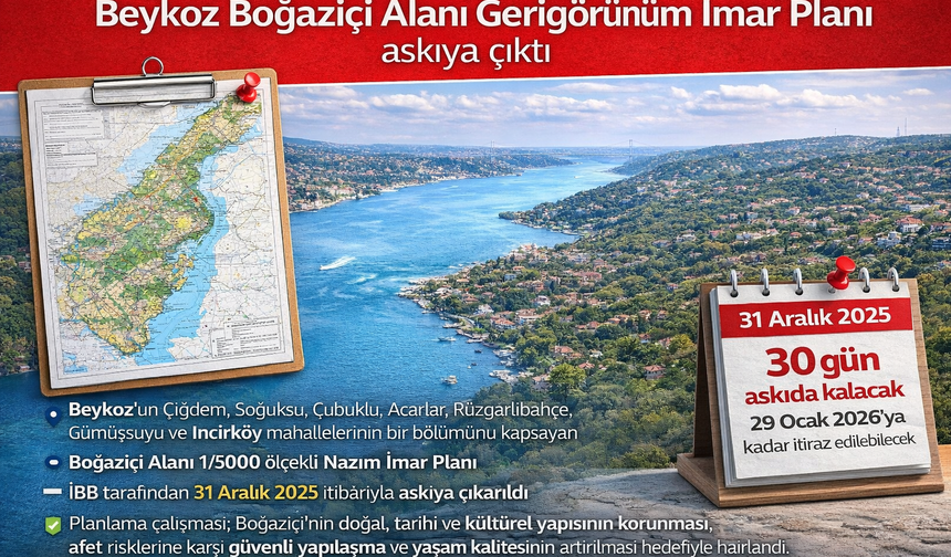Beykoz Boğaziçi Alanı Gerigörünüm İmar Planı Askıya Çıktı